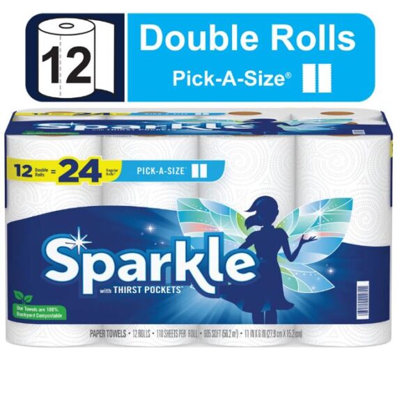 Sparkle Pick-a-Size Paper Towels, 12 Double Rolls