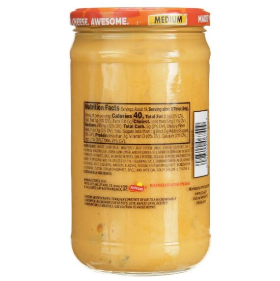 Tostitos Medium Salsa Con Queso, 23 oz Jar